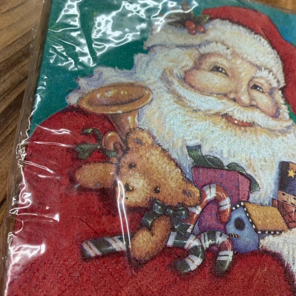 Vintage Santa Christmas Beverage Napkins Paper Art Decoupage Yuletide Cheer Vtg